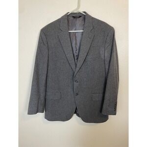 JOS A BANK Mens 44R 90% Wool Blend Blazer Gray Two Button Herringbone Sport Coat